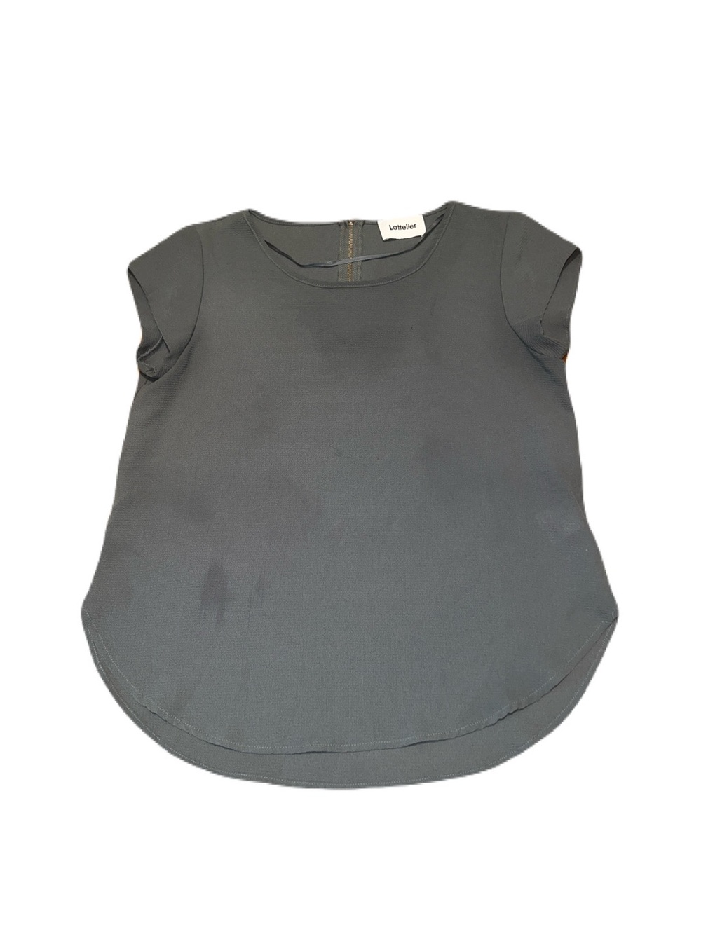 Lattelier Crinkle Texture Short Sleeve Blouse in Green, Women’s size Small